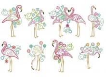Stickserie - Flowery Flamingo